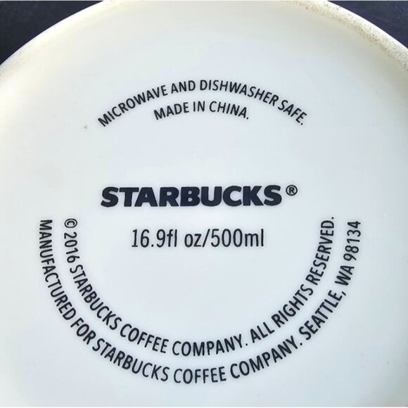 Starbucks 2016 Christmas Ornaments Red Black Ceramic Coffee Mug 16.9 Oz Tea Cup - Picture 8 of 8